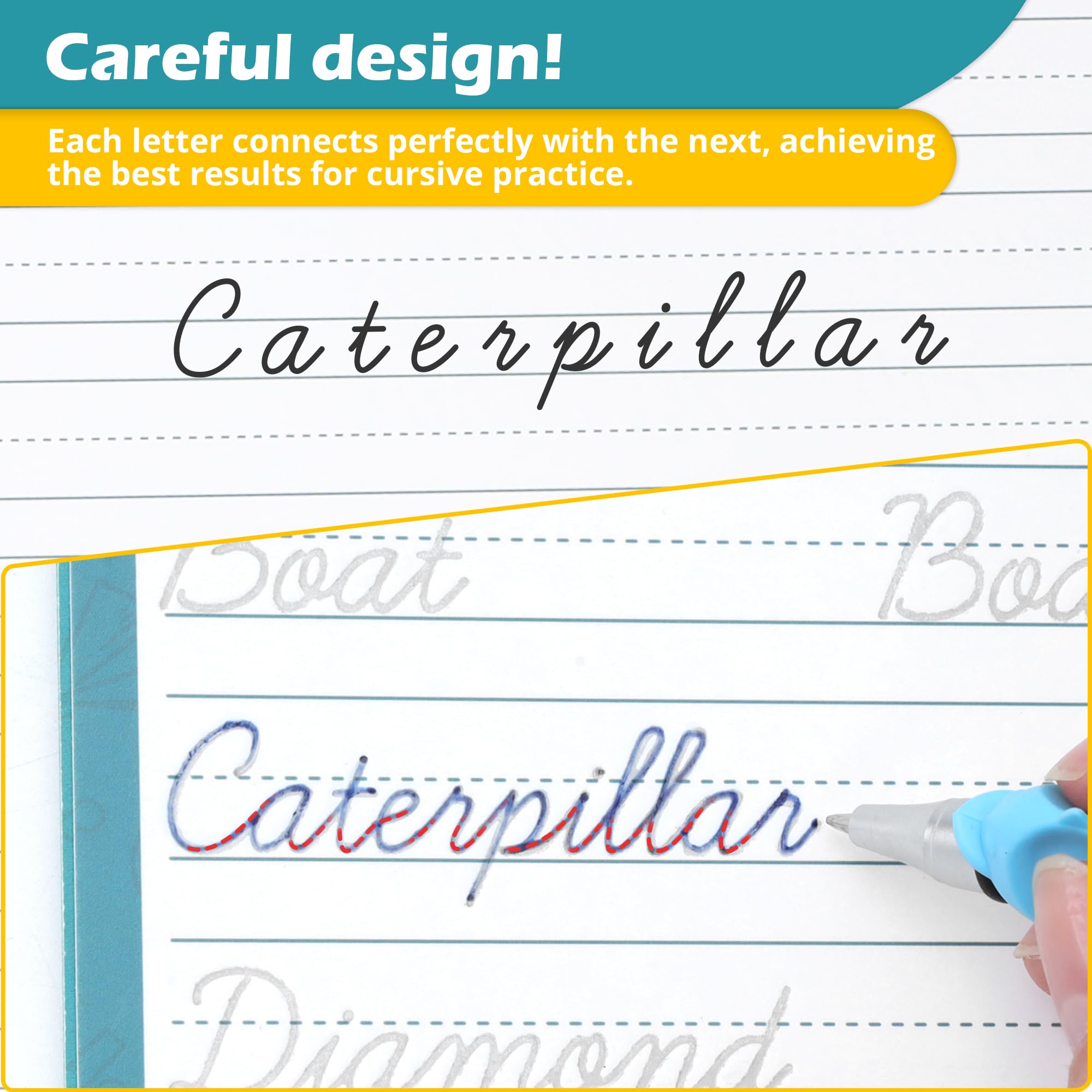 Cozodome grooved lines inside page guiding precise cursive strokes