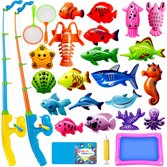 CozyBomB magnetic fishing toys set with poles enhances hand-eye coordination during play.