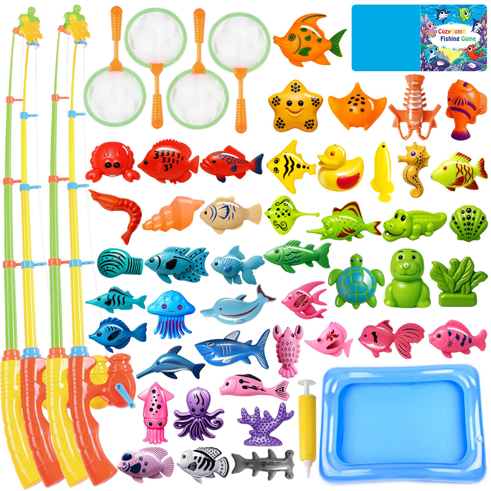 CozyBomB magnetic fishing toys set with bright fish pieces for interactive play