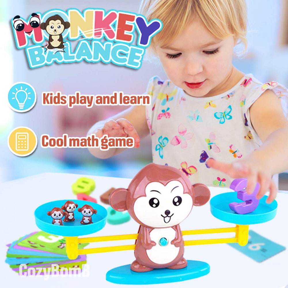 CozyBomB Monkey Scale pans enabling precise balance activities for early math learning.