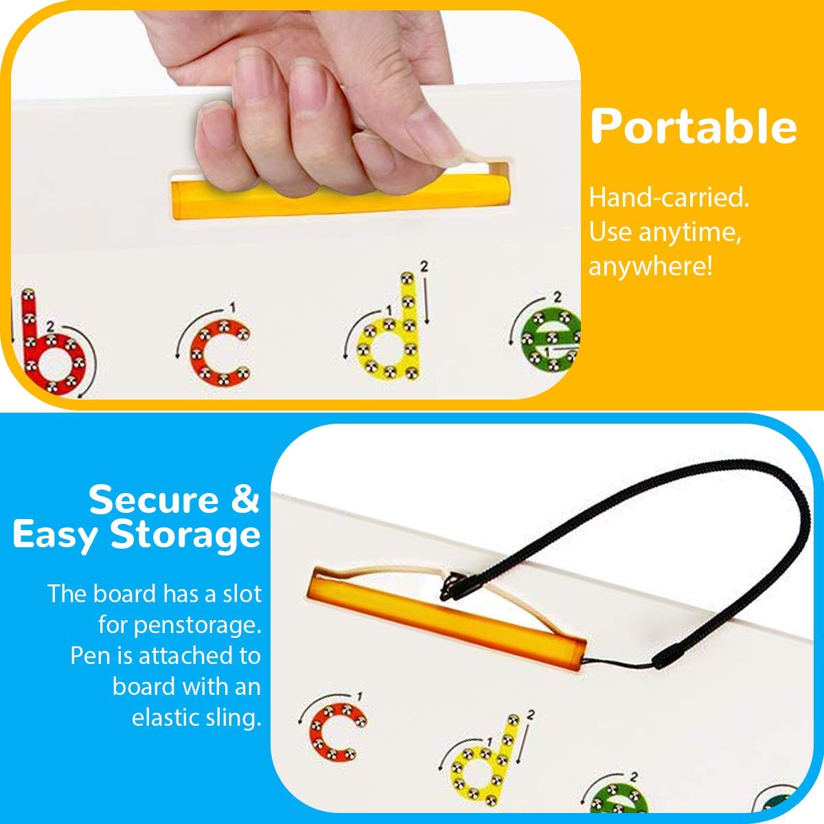 CozyBomB toddlers practice ABCs during play with tactile feedback.