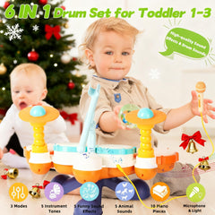 Cozybuy drum set with four light-up pads to engage senses during rhythm time.