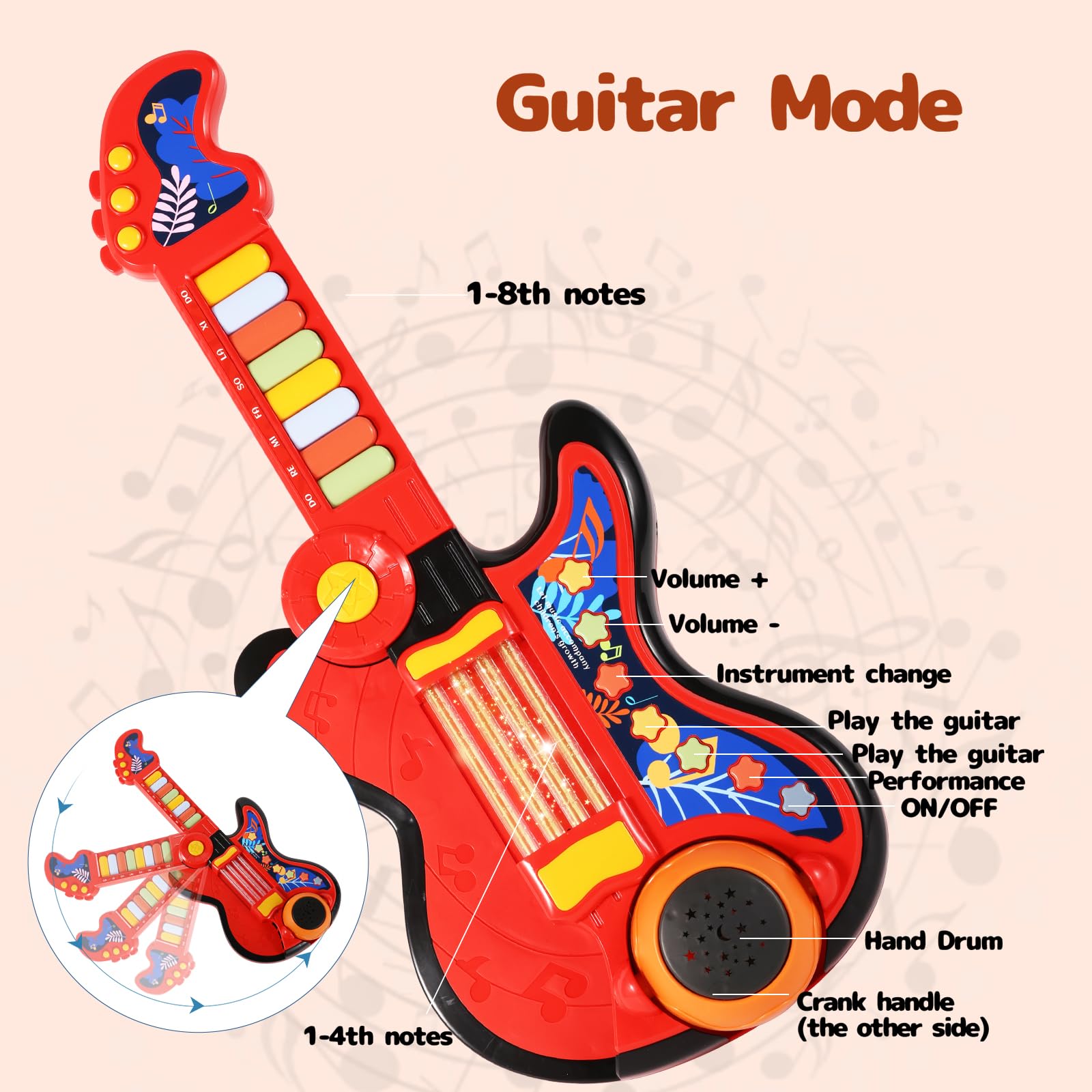 Cozybuy Kid Guitar lullaby projector supports soothing bedtimes