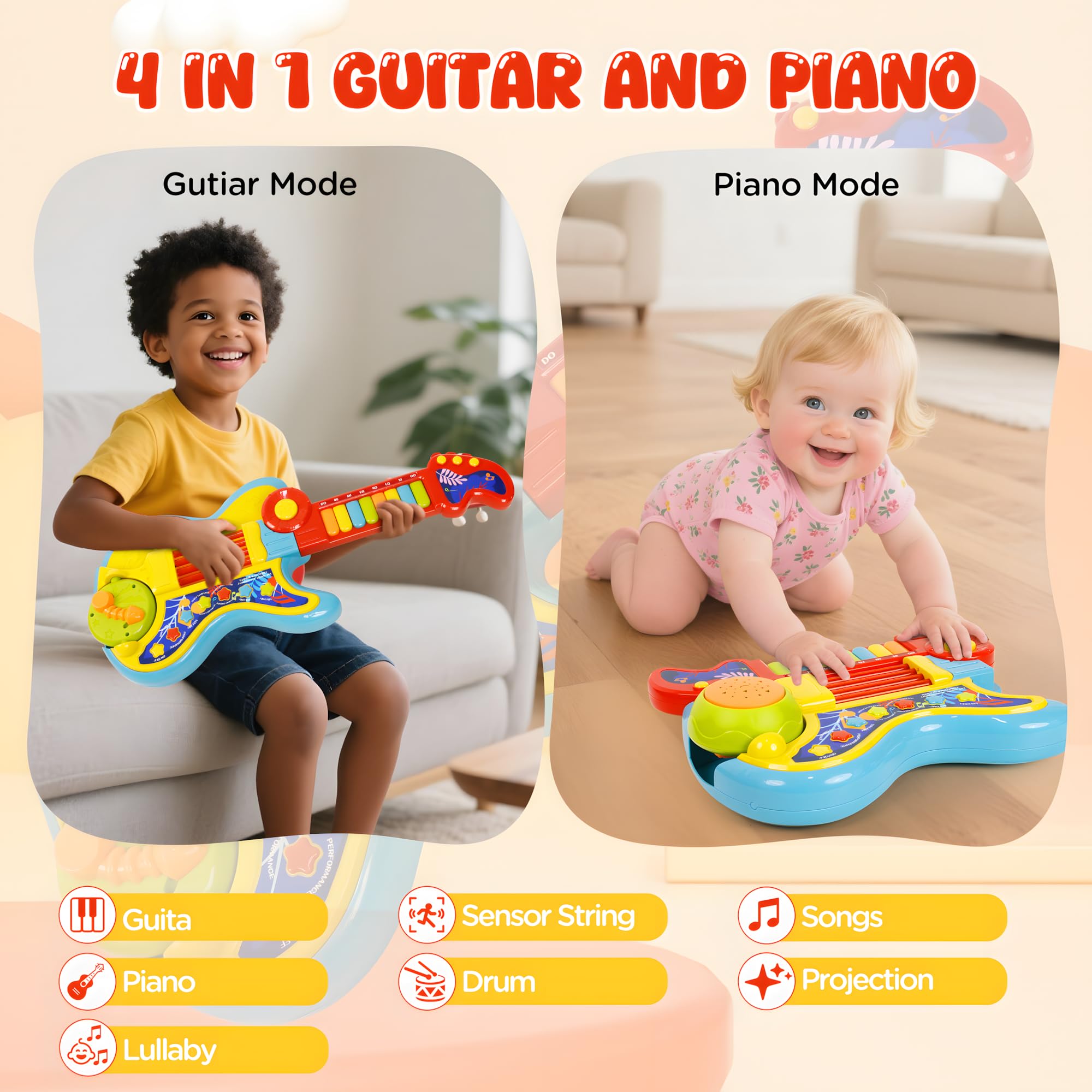 Cozybuy central crystal lights react to touch during play sessions.