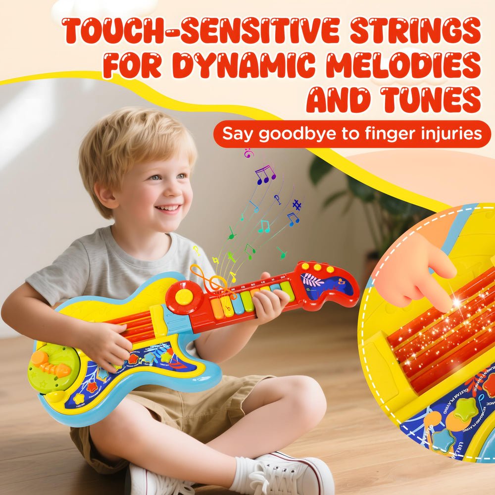 Cozybuy sensor strings simulate real guitar feel with safe, soft touch.