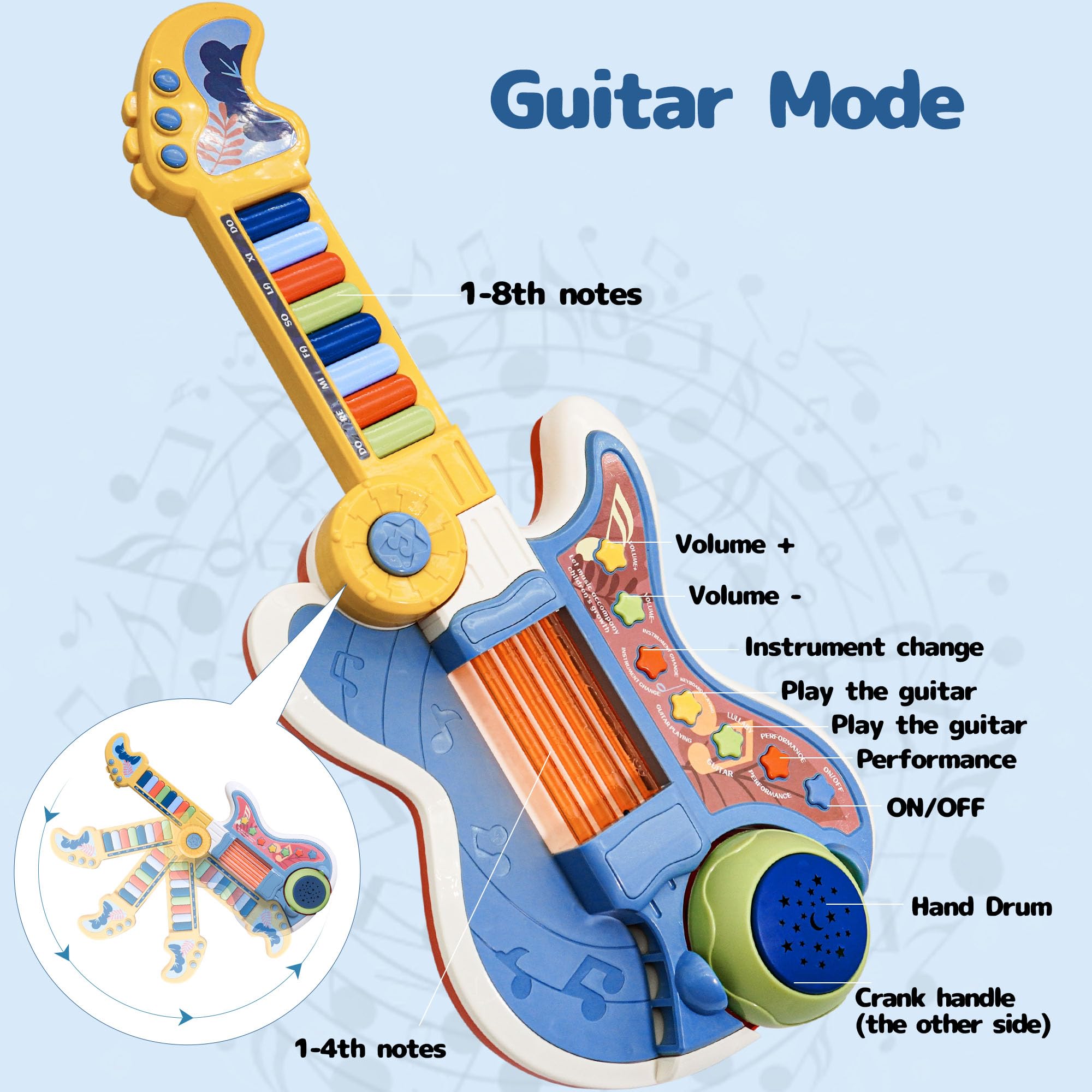 Cozybuy Toddlers Guitar sensor strings protect delicate hands during play