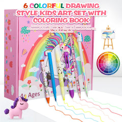 CozyJoyz Unicorn bag with pink glitter design offers portable art storage.