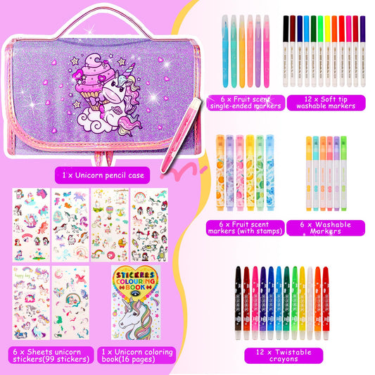 CozyJoyz unicorn coloring book and stickers for imaginative play and gifting