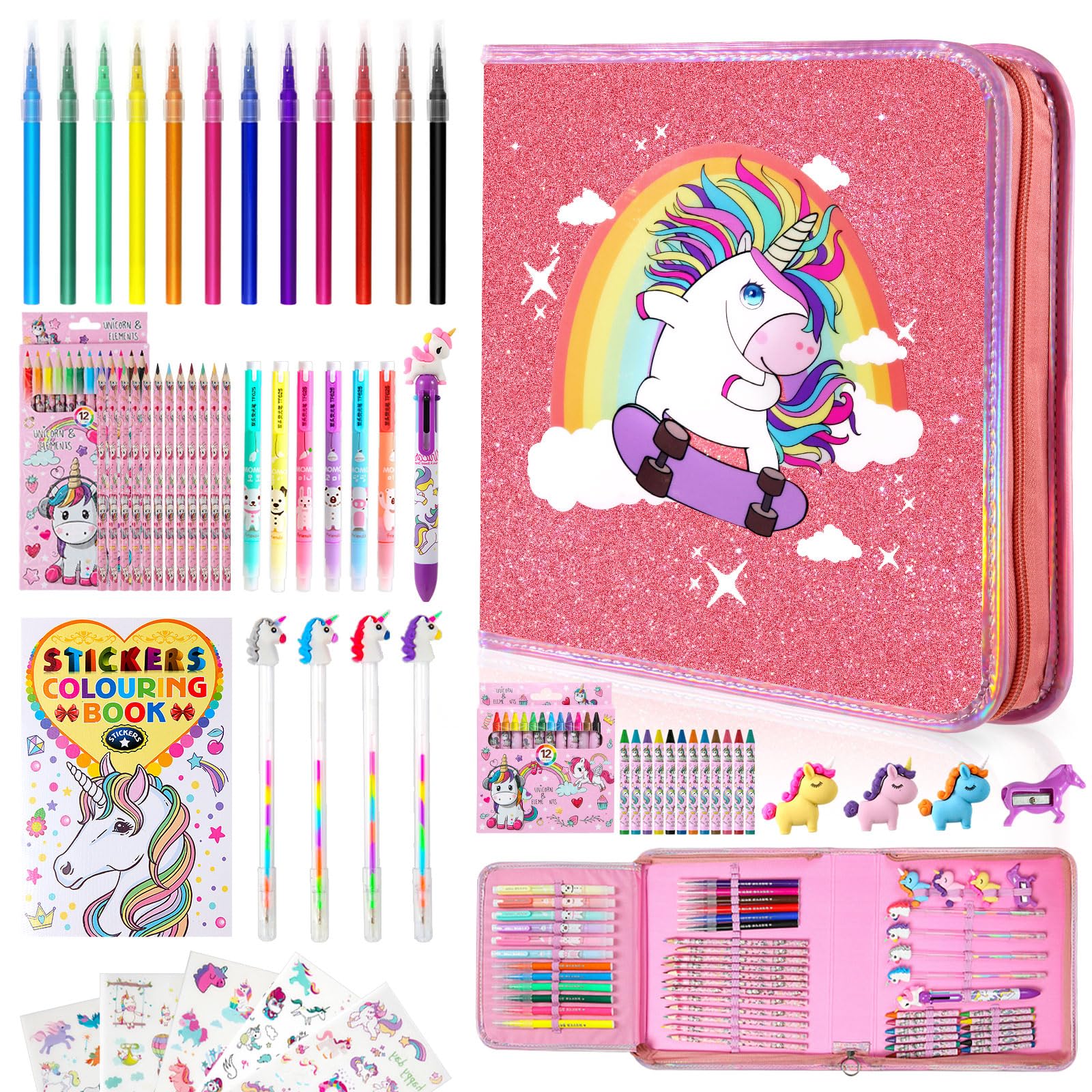 CozyJoyz Unicorn Washable Marker Set front view showcases vibrant colors for kids.