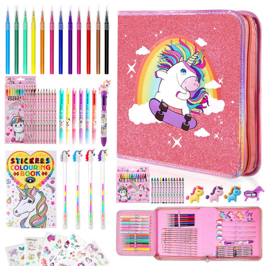 CozyJoyz Unicorn Washable Marker Set front view showcases vibrant colors for kids.