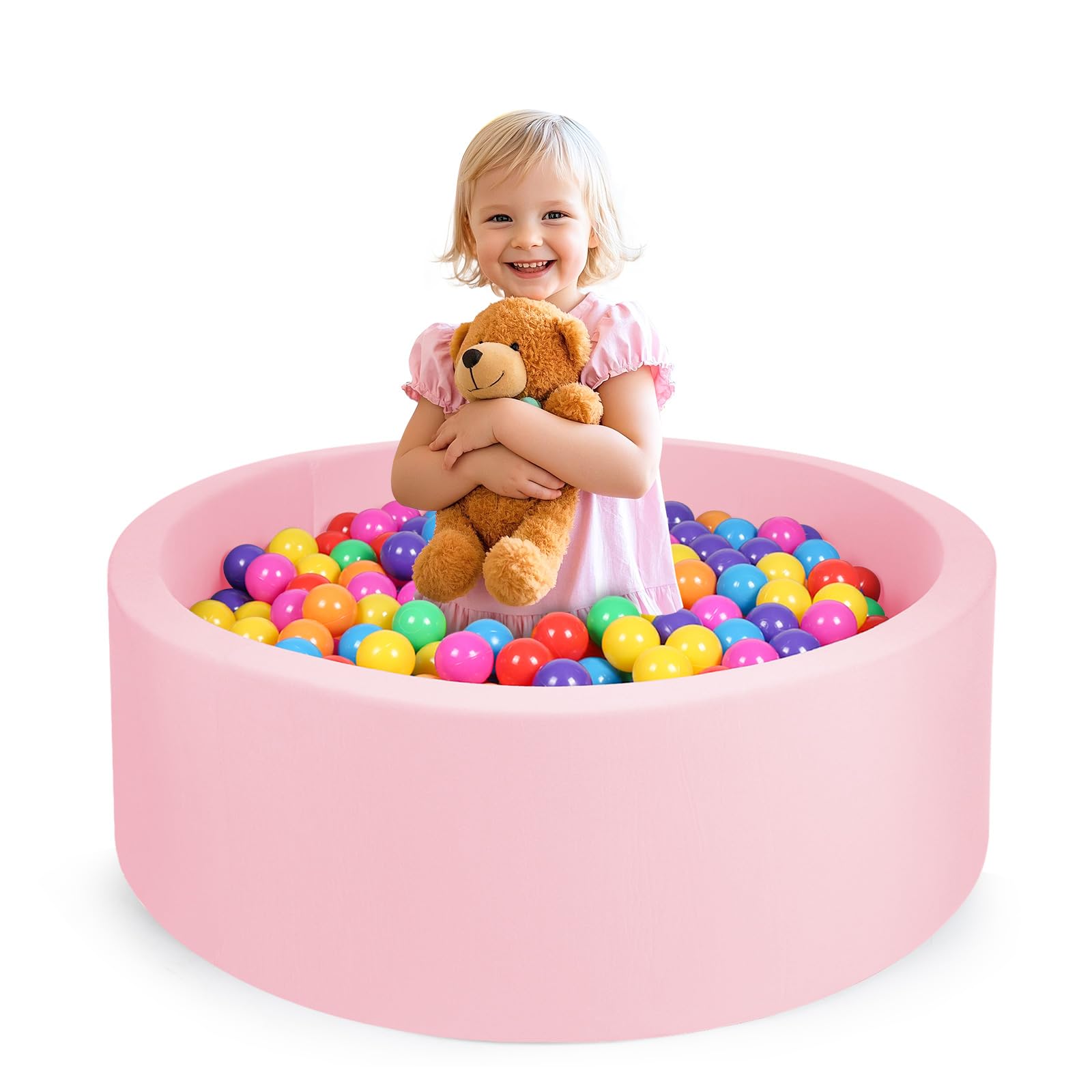 COZYTRAUM foam ball pit pink close-up of soft velvet walls for safe play