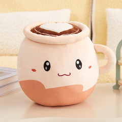 CozyWorld cartoon coffee cup plush with latte art, ideal as a gift