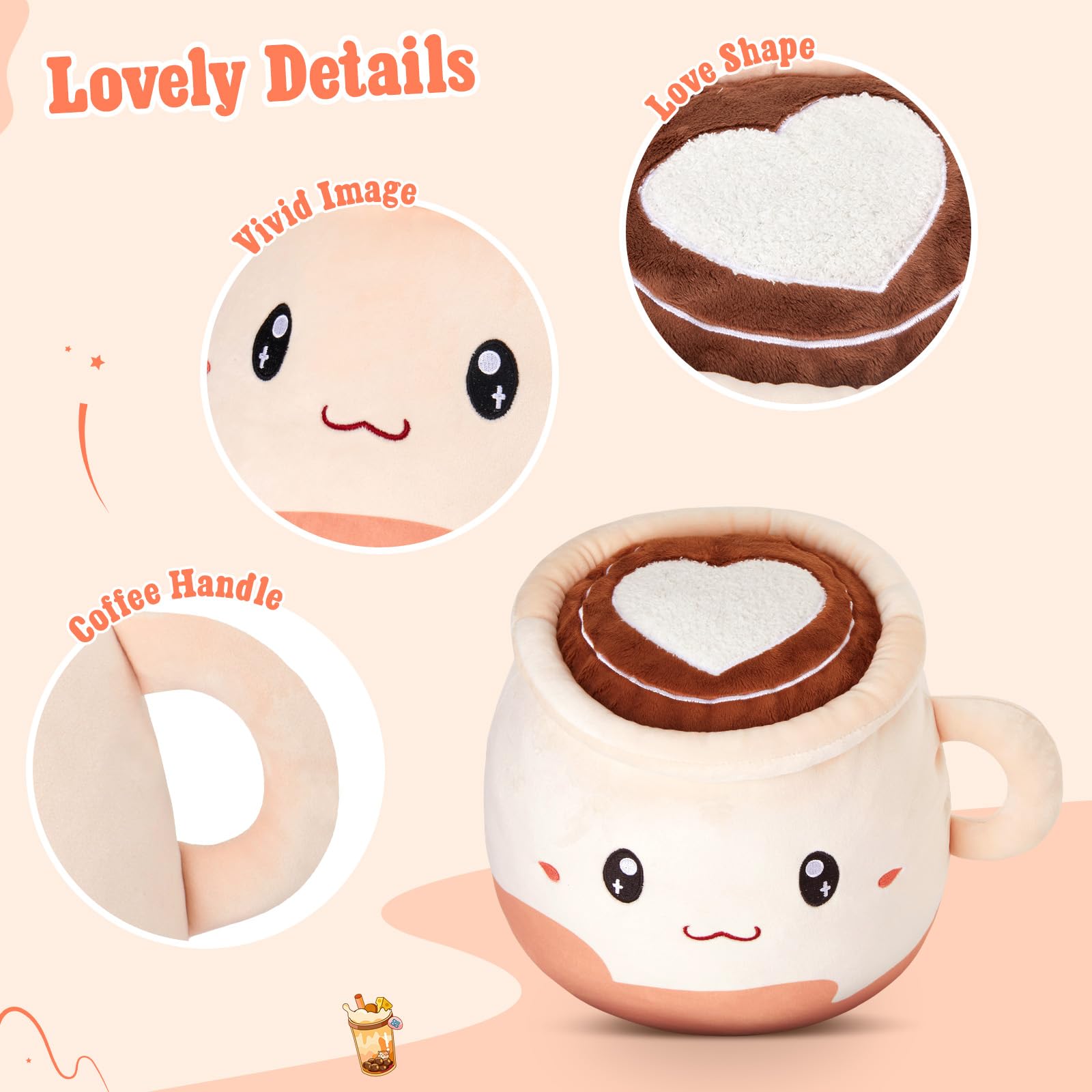 CozyWorld 12-inch plush mug size adds soft presence on bed or sofa