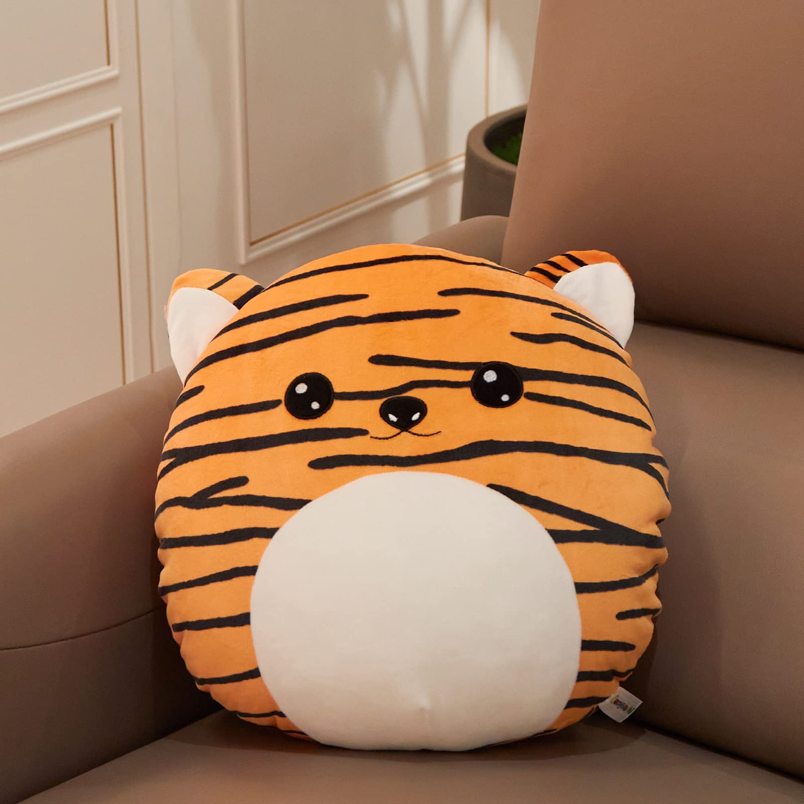 CozyWorld tiger plush cushion: versatile home decor accent.