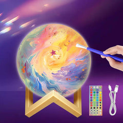 CPLA Moon Night Light DIY kit with paintable surface for kids' room decor.