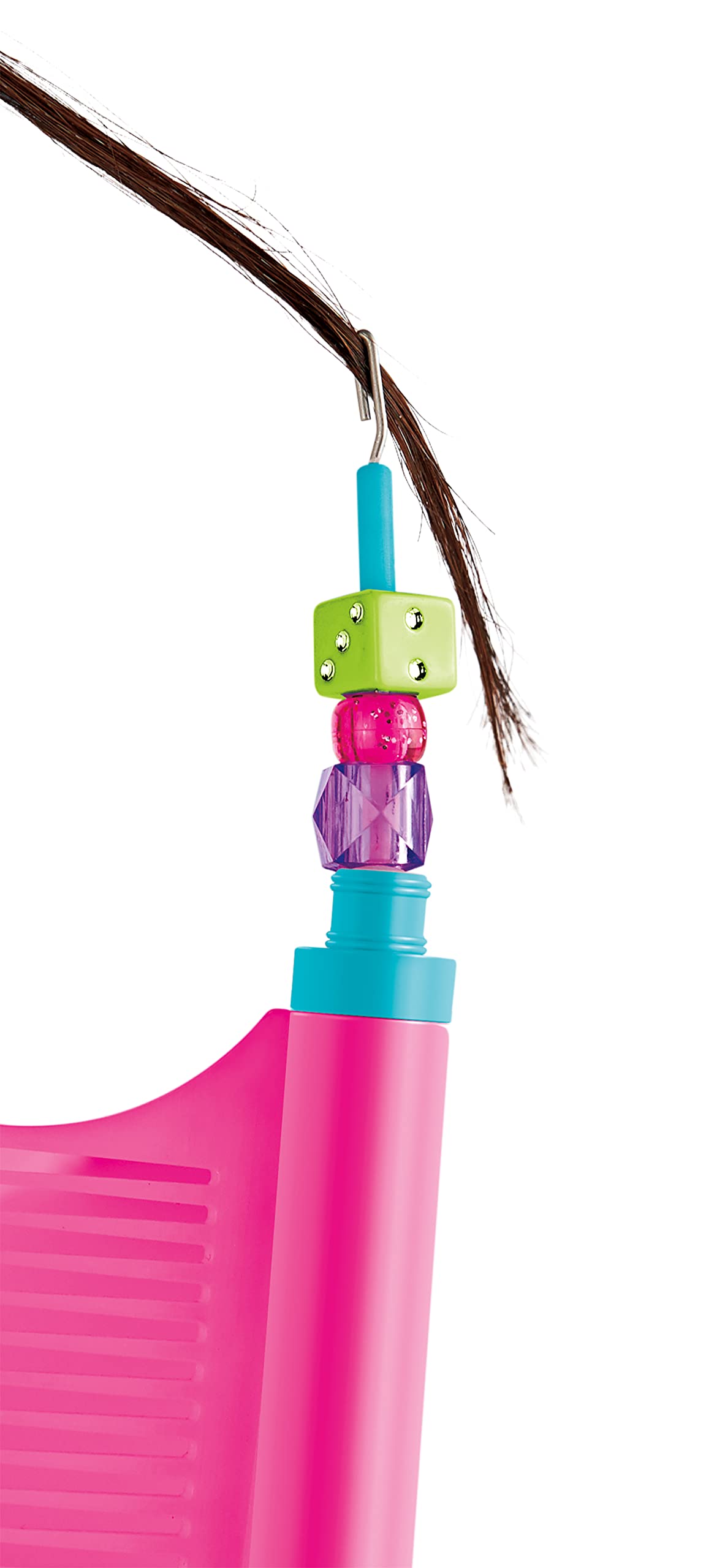 Cra-Z-Art hair beader comb makes bead placement quick and precise.