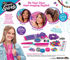 Cra-Z-Art shimmering cords highlight hair sections for sparkly accents.