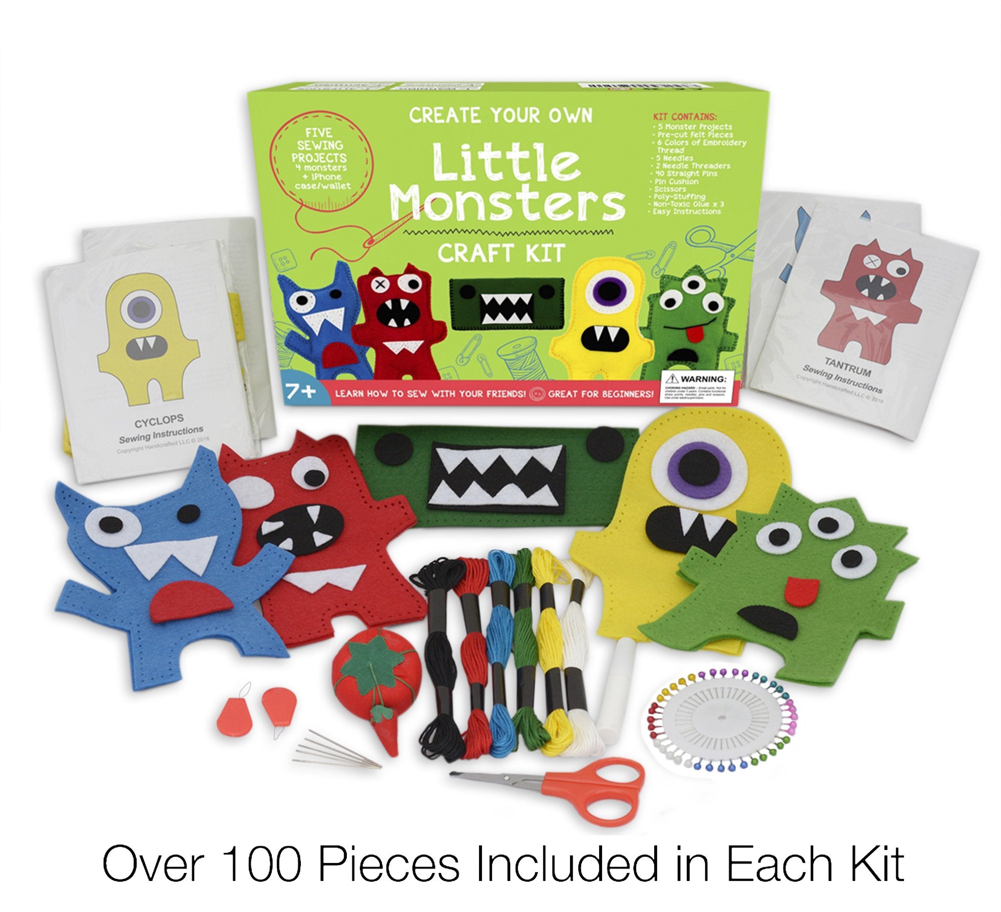 CRAFT KIT Little Monsters embroidery floss in 6 colors for vibrant stitches.