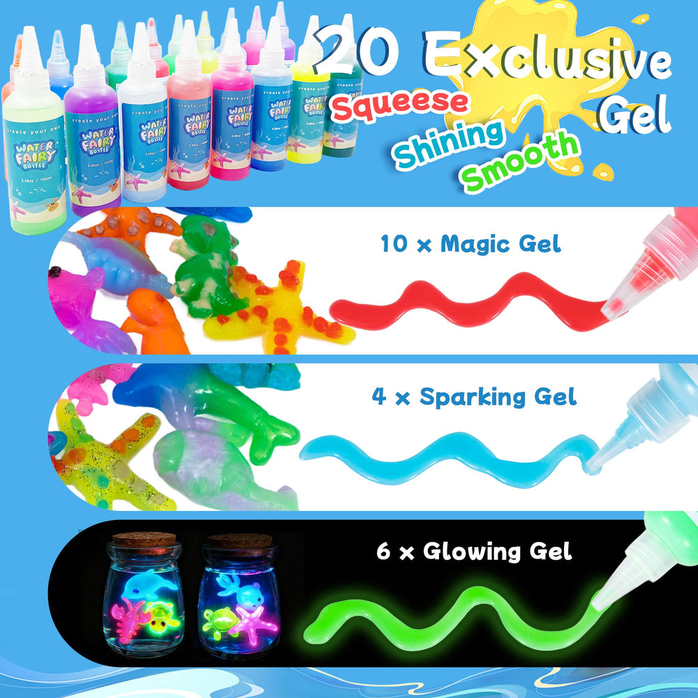 Craft Spot mini glass bottles display finished water elves attractively.