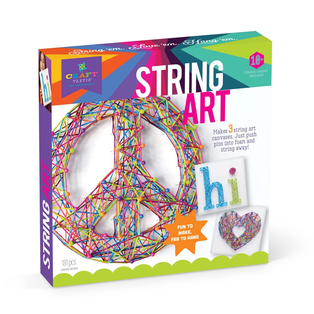 Craft-tastic peace sign canvas ready for creative string art.