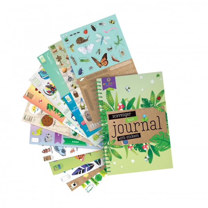 Craft-Tastic kids using journal outdoors enjoying nature-inspired creativity.
