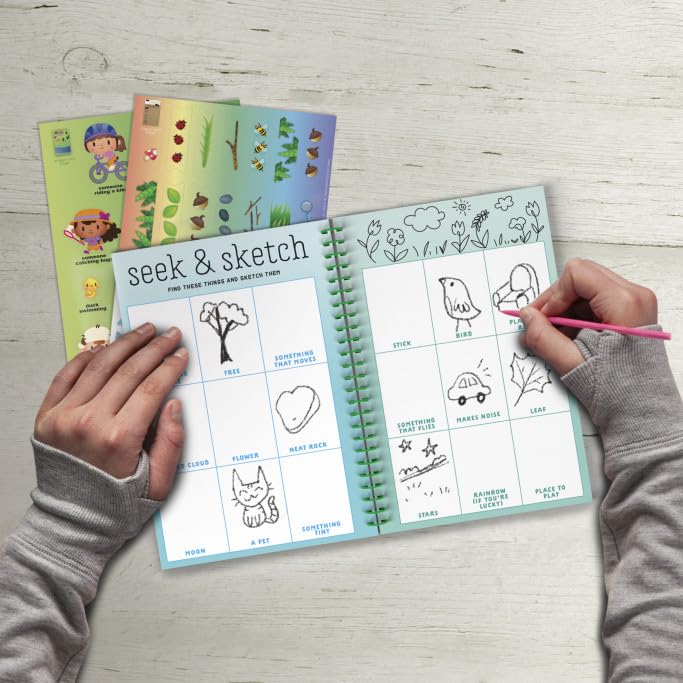 Craft-Tastic sticker sheet with colors enhances nature attachment on journal pages.