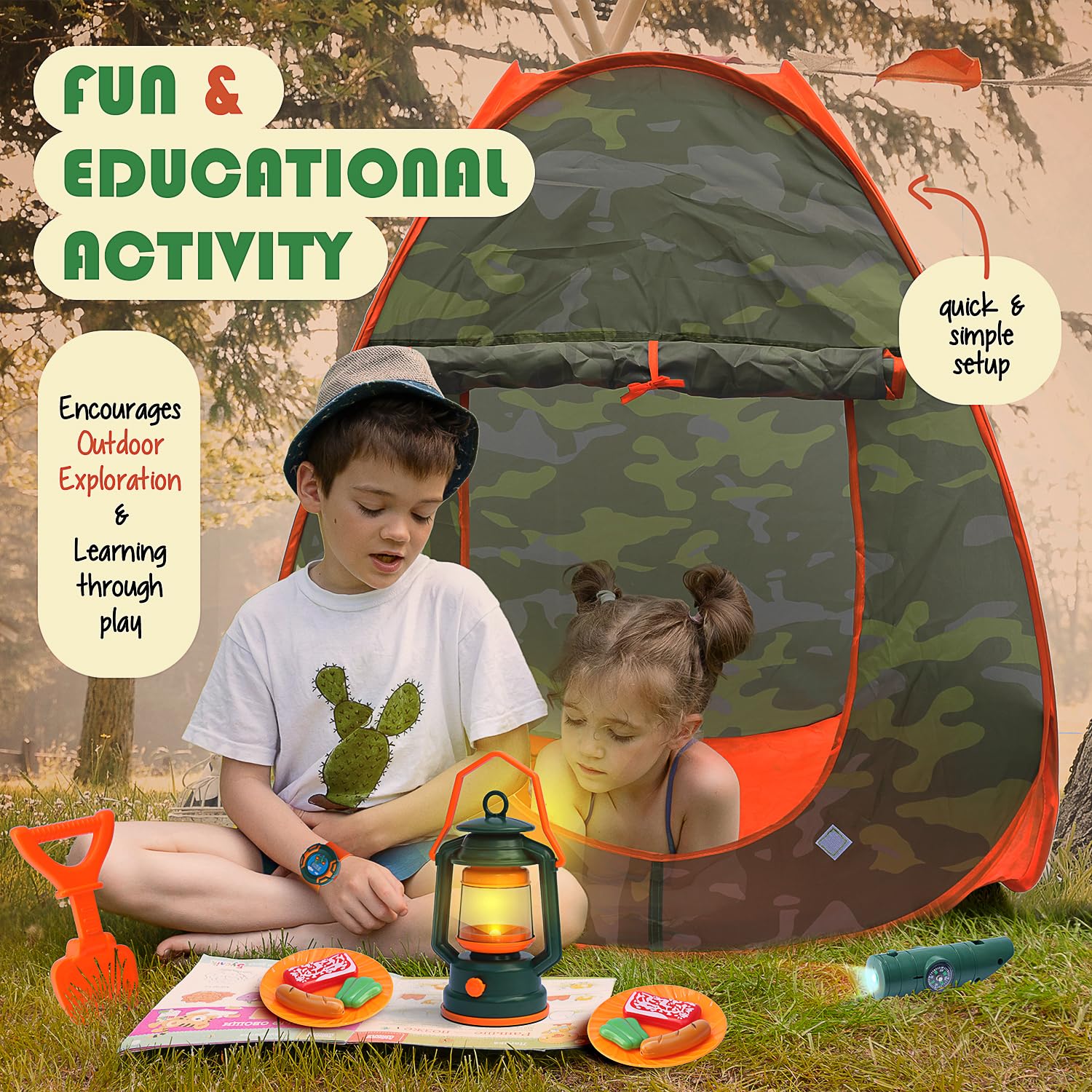 CraftBud campfire accessory with glowing pretend flame for storytelling