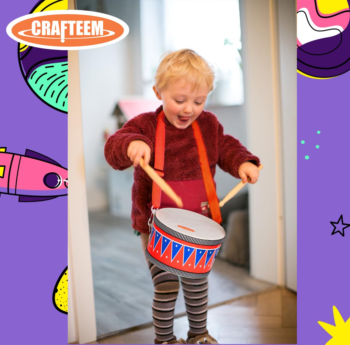 CRAFTEEM safe durable wood construction resists tugs and tumbles during play.