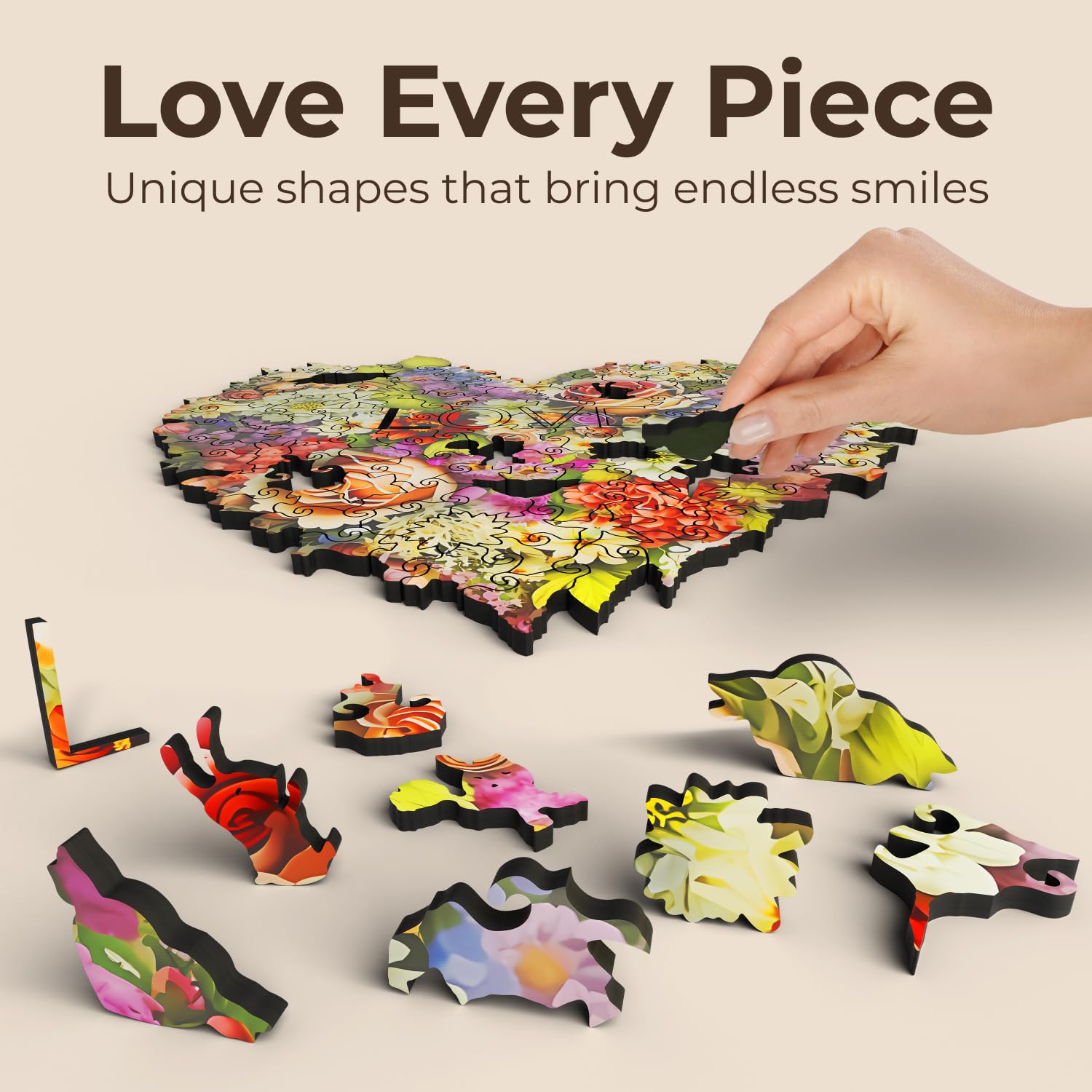 CRAFTHUB Flowers puzzle with unique animal shapes for added challenge