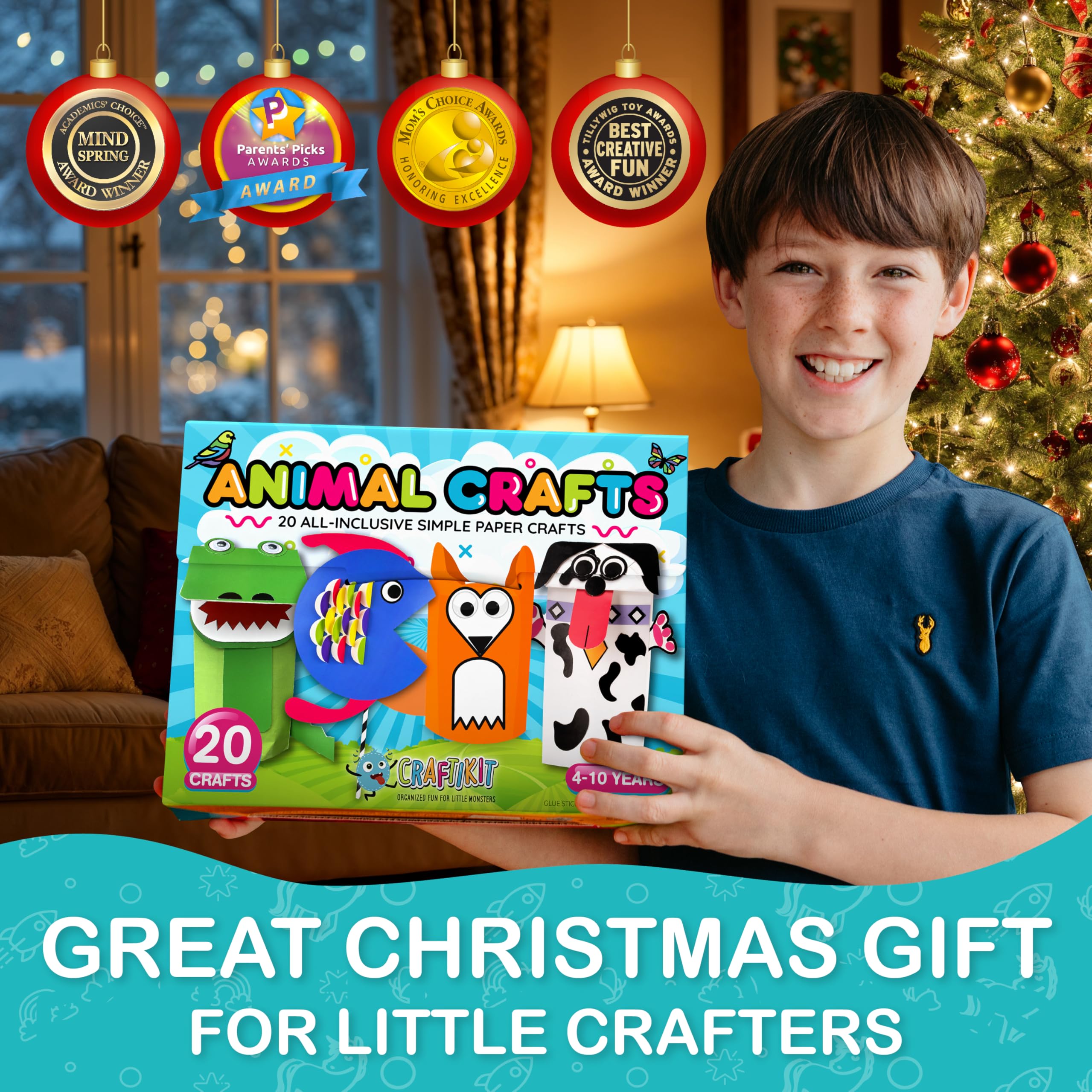 Craftikit 20-animal crafts contents neatly organized for easy setup