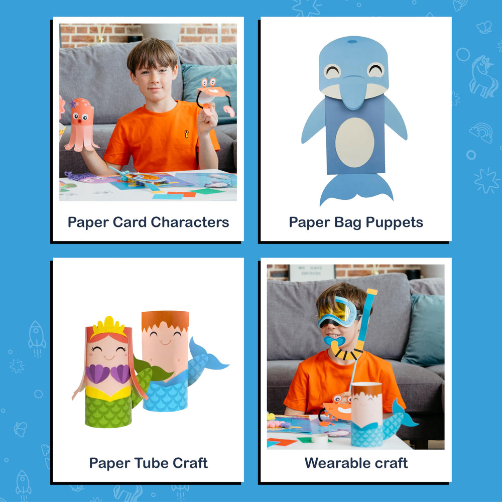 Craftikit all-inclusive kit includes paper, glue, and vibrant designs for a simple craft session.