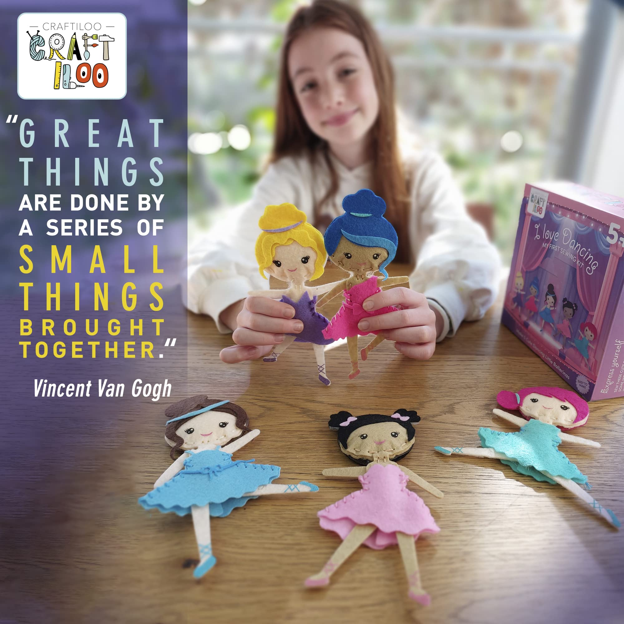Craftiloo Ballerina Dancers Kit unboxed contents ready for crafts