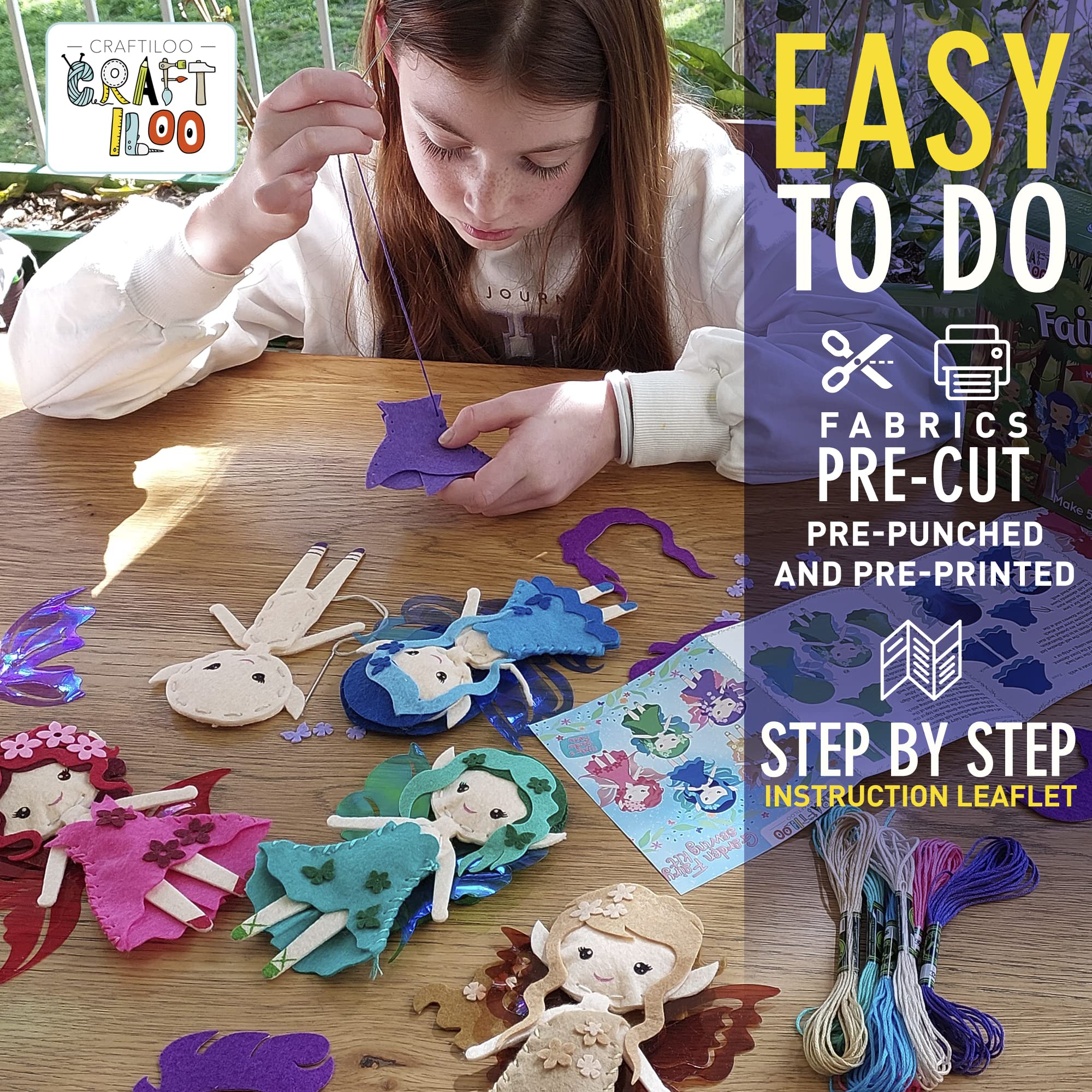 Craftiloo Garden Rainbow Fairies Kit image displaying colorful project options
