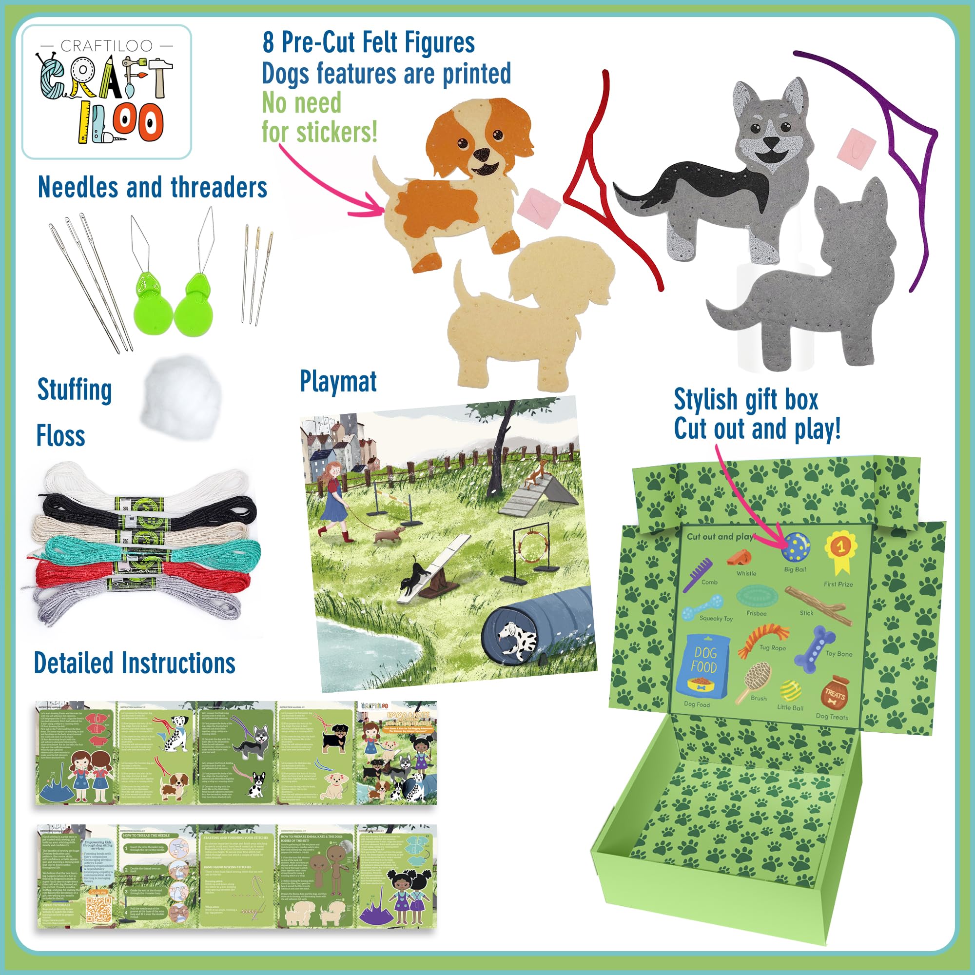 Craftiloo instruction booklet guides step-by-step beginner sewing.