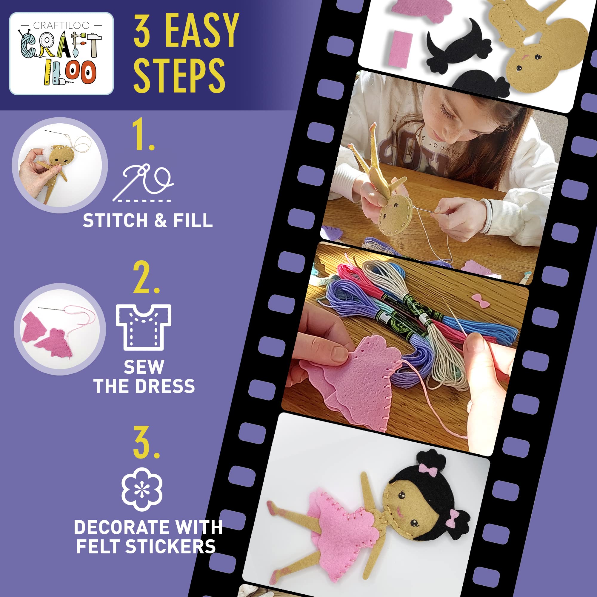 Craftiloo safe blunt needles ensure gentle beginner sewing