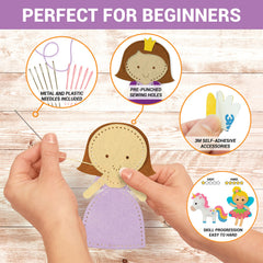 Craftorama craft eyes, pins, and needles enable safe, engaging sewing experiments.