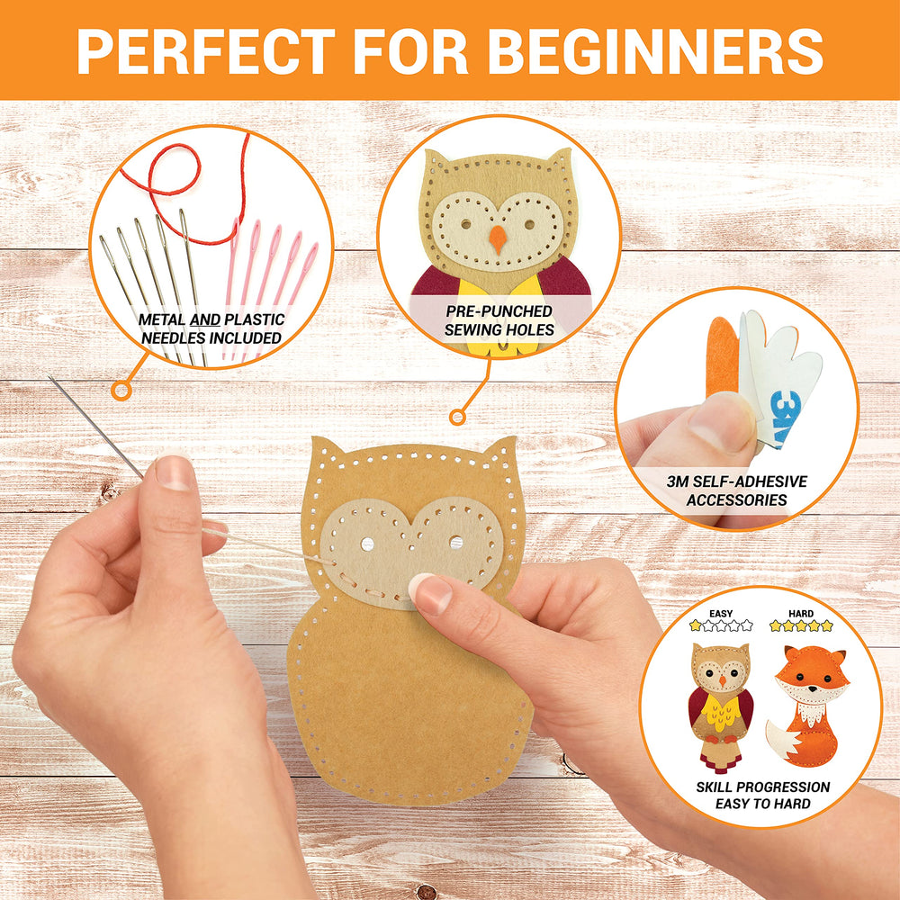 Craftorama Sewing Kit for Kids includes craft eyes and parts for expressive felt animals.