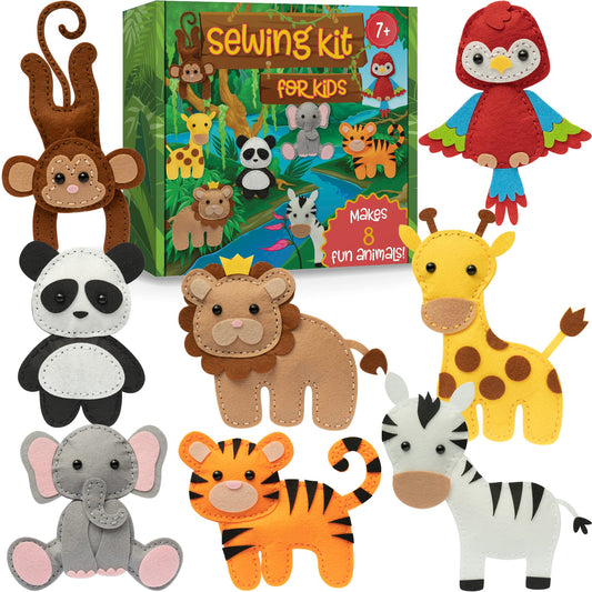 Craftorama kids sewing kit with pre-cut felt animals ready for stitching