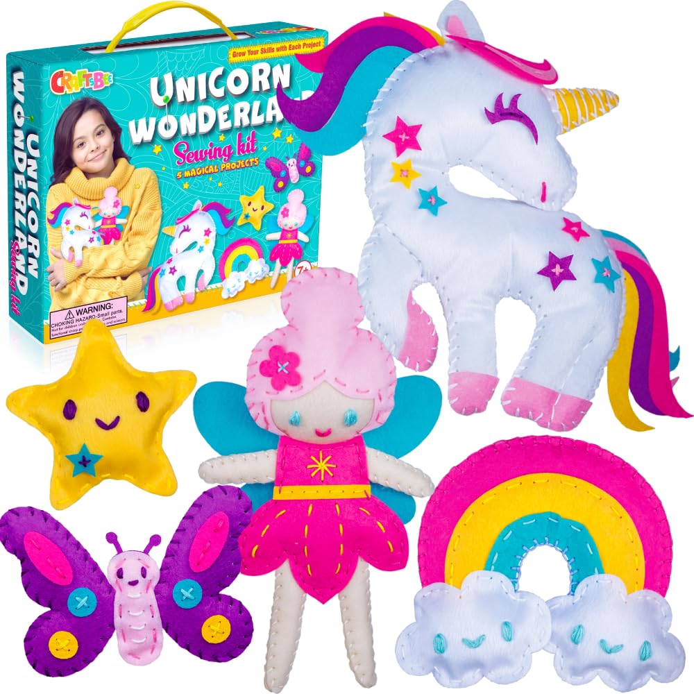 CRAFTSBEE Magical Unicorn Sewing Kit cover image, ideal beginner project starter.
