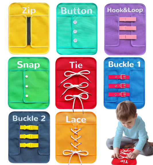 Craftstory Busy Board shoe-tying practice helps toddlers develop fine motor skills
