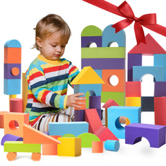 Crafty Happitoys 34-piece foam blocks set for toddlers encourages imaginative building play.