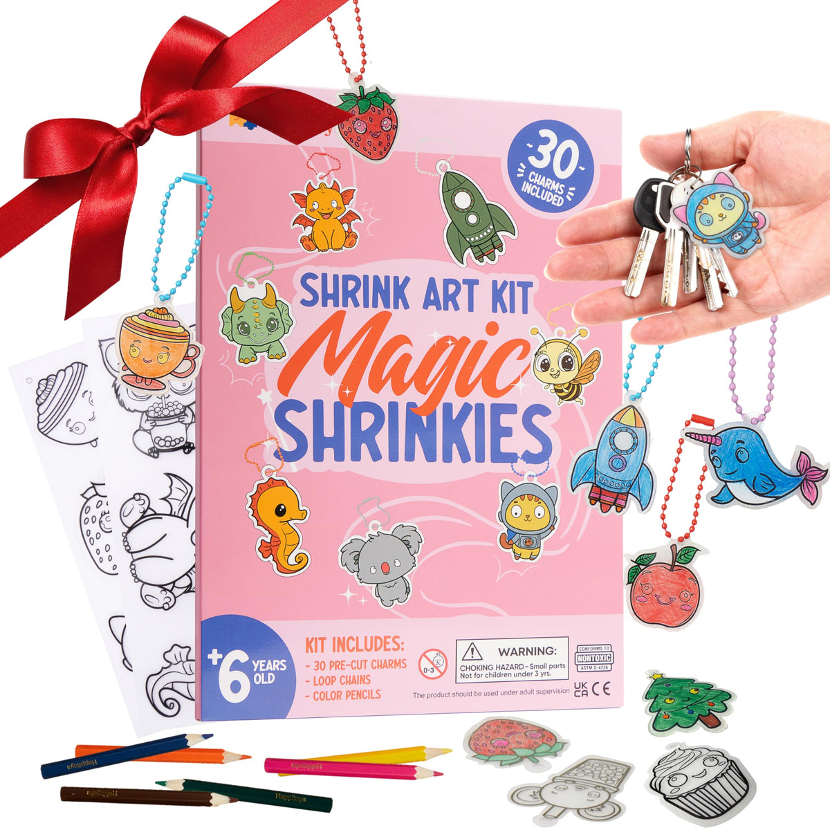 CRAFTY HAPPITOYS Shrinking Art Set kit cover, all-in-one craft for kids.