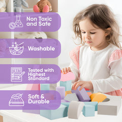 Crafty Happitoys durable storage bag keeps blocks organized and portable.
