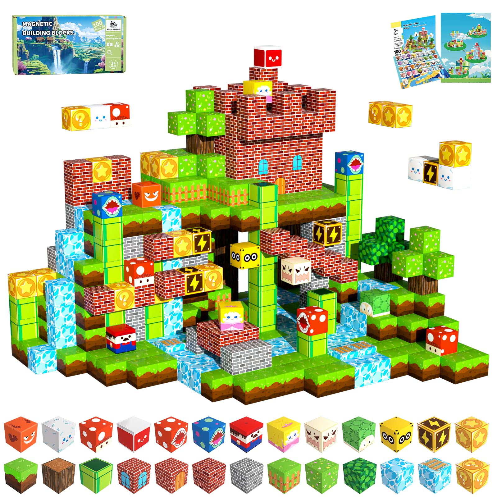 CraftyNest 100pcs magnetic blocks for creative building and easy connectivity.