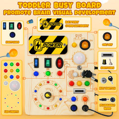 Cravenook Montessori Busy Board switches and buttons promote tactile play for dexterity