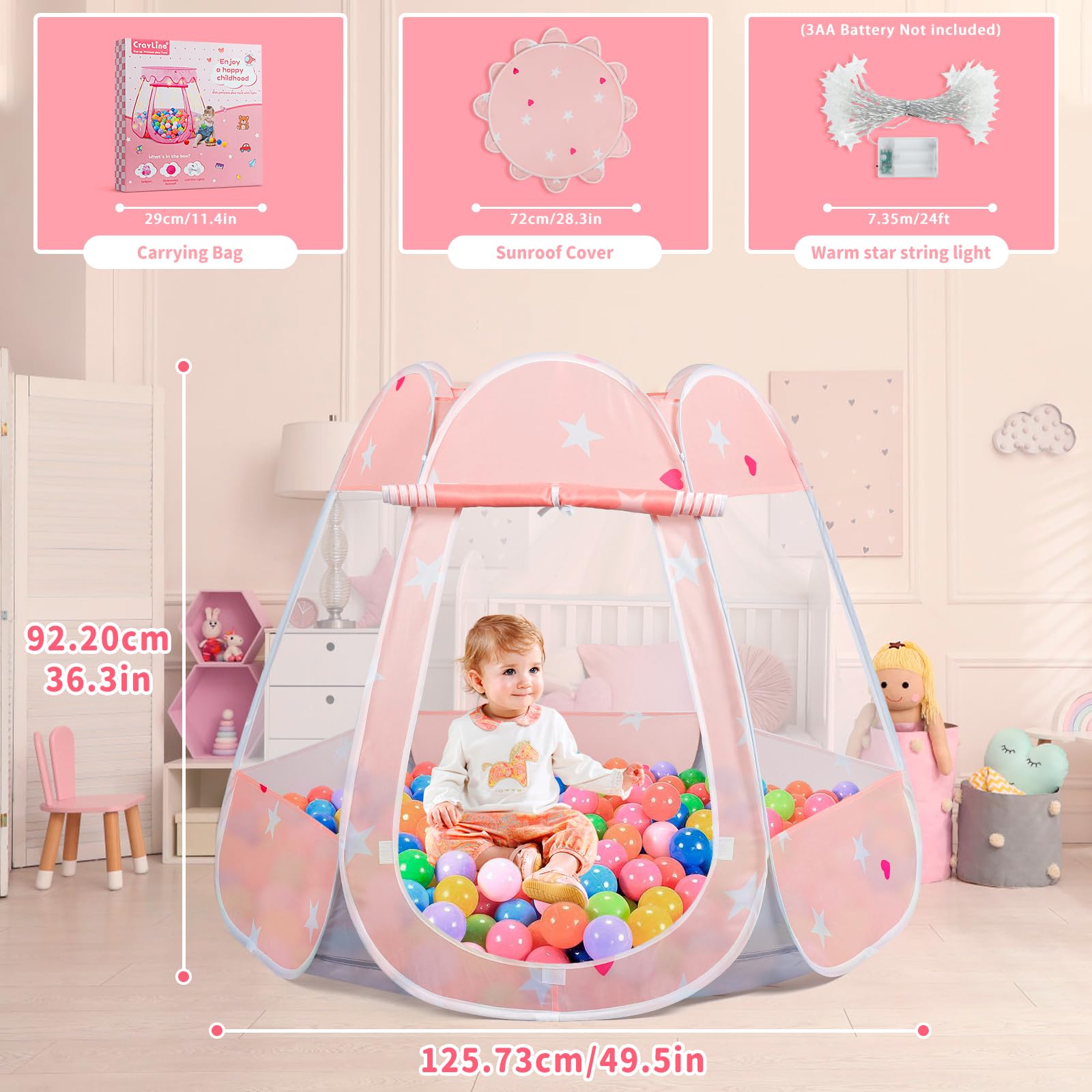 Crayline ball pit-ready tent offers spacious play area