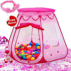 Crayline Pink Princess tent with open setup for colorful toddler play space.