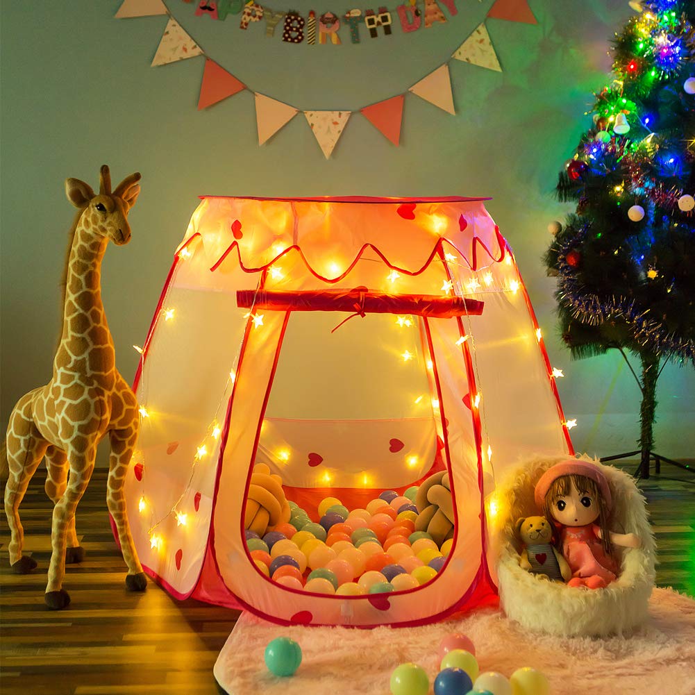 Crayline pop up princess tent with star light creates magical evenings for imagination and calm play.