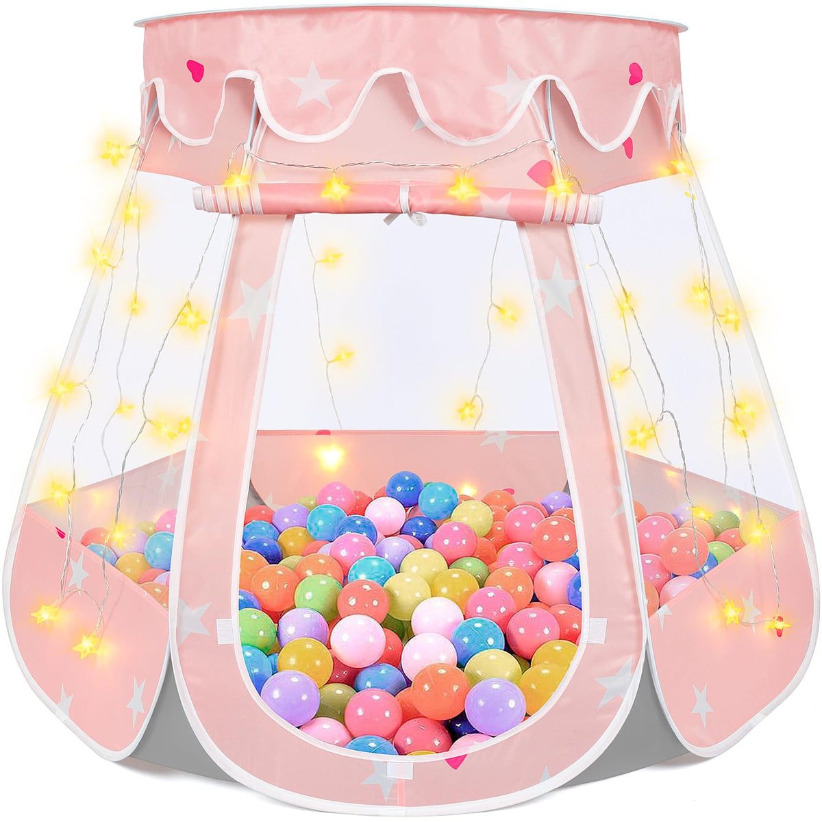 Crayline pop-up princess tent with star light for cozy play