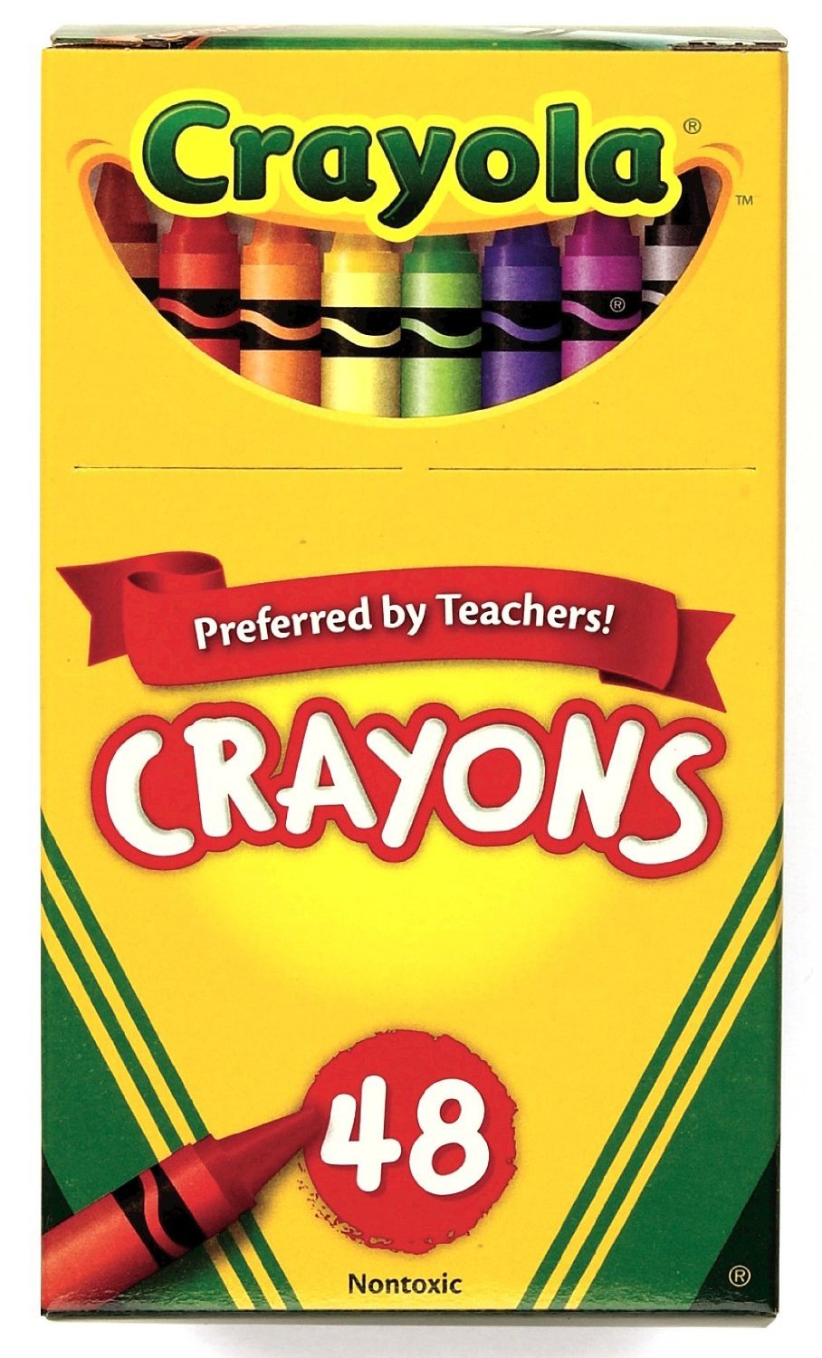 Crayola 48ct crayons pack 2 color swatches highlight broad shade range
